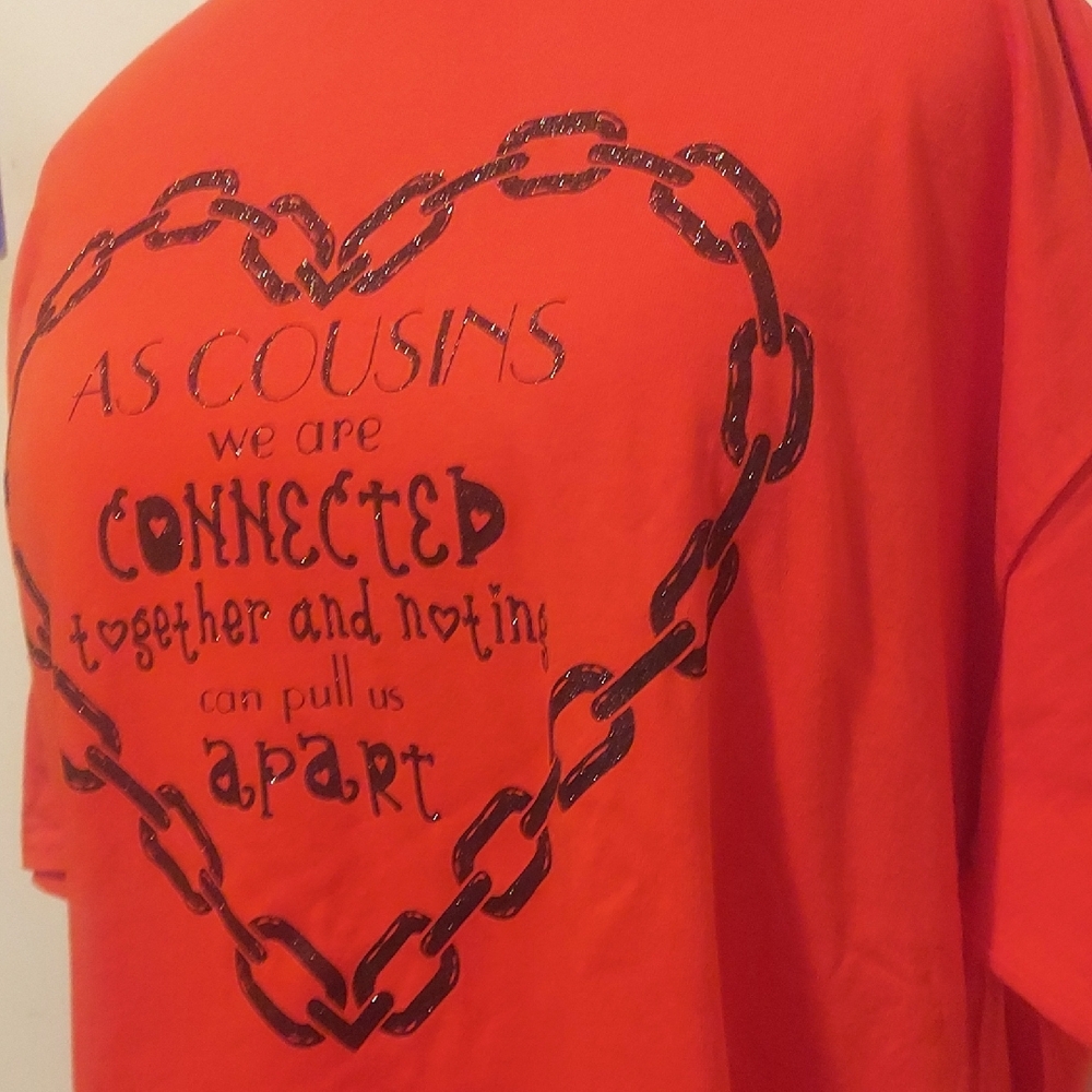 As Cousins Connected Heart Two Graphic T-Shirt - Bright Red